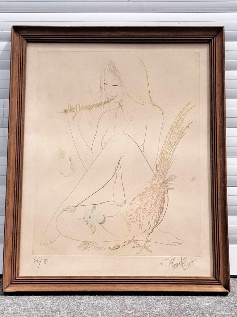 eau forte jeune fille signe jean baptiste valadie, Antiquités & Art, Enlèvement ou Envoi