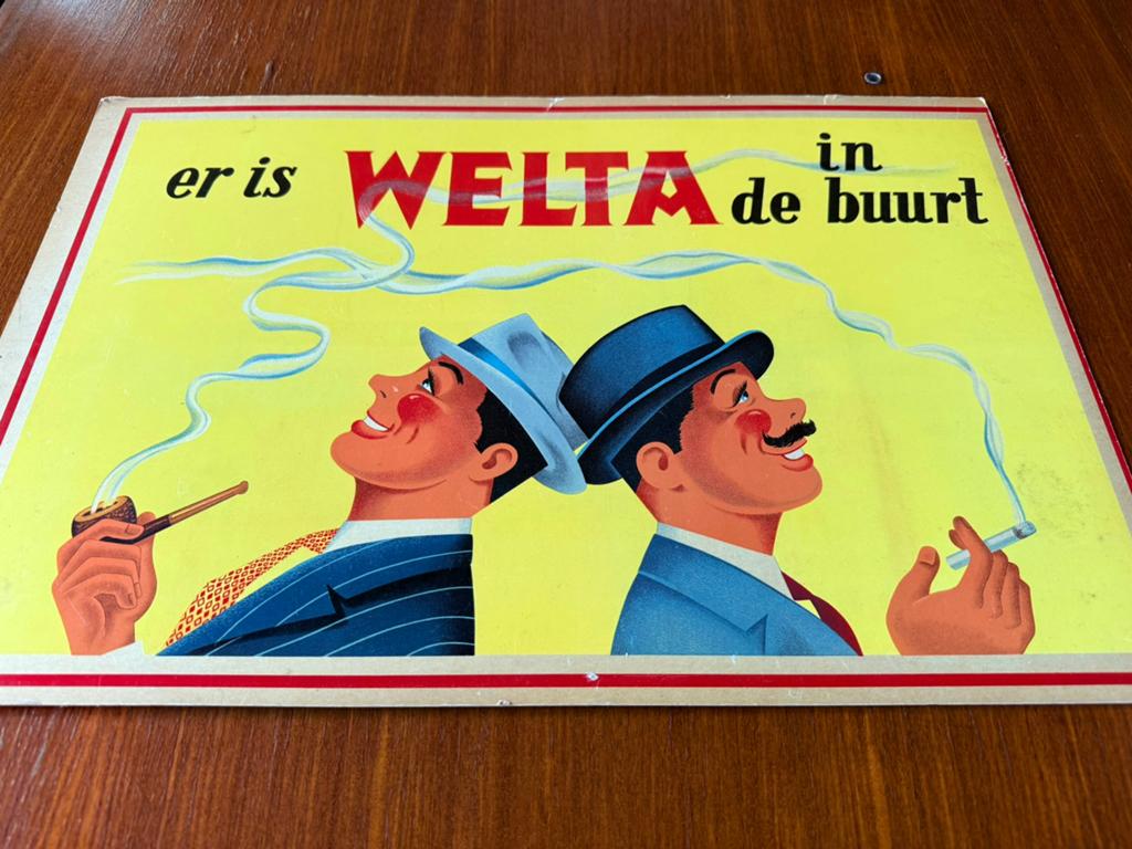 Kartonnen Reclamebord Welta Tabak, Ophalen of Verzenden, Zo goed als nieuw, Reclamebord