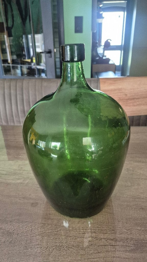 Vintage groene gistfles (41 cm), 41 cm, Ophalen of Verzenden, Groen, Glas