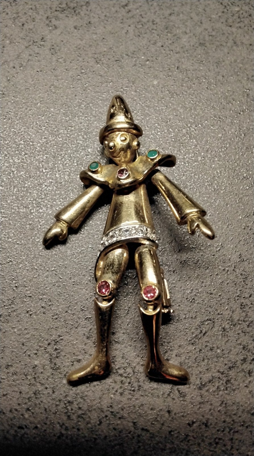broche dorée estampée avec plaque arlequin, Enlèvement ou Envoi, Or