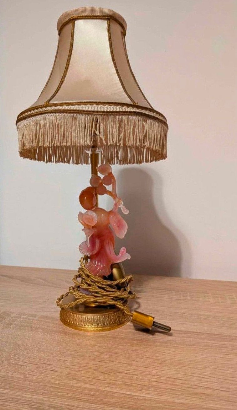 Lampe d'appoint Geisha en verre de Murano base laiton Chine, Maison & Meubles, Enlèvement ou Envoi, Verre, Lampe d'appoint