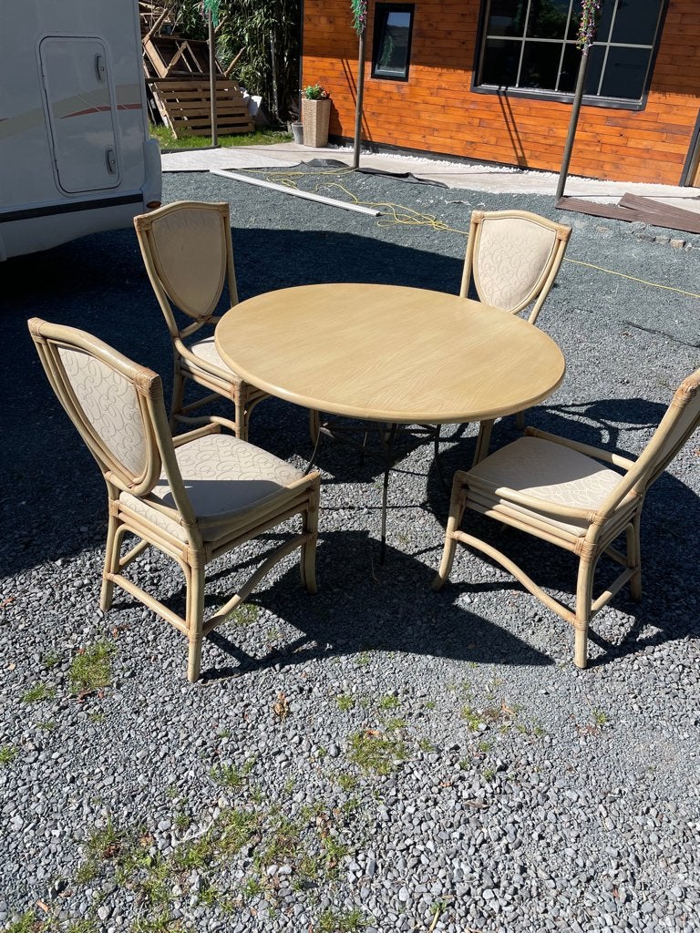 ronde tafel met 4 stoelen, Huis en Inrichting, Ophalen, Gebruikt, Rond, Vier personen