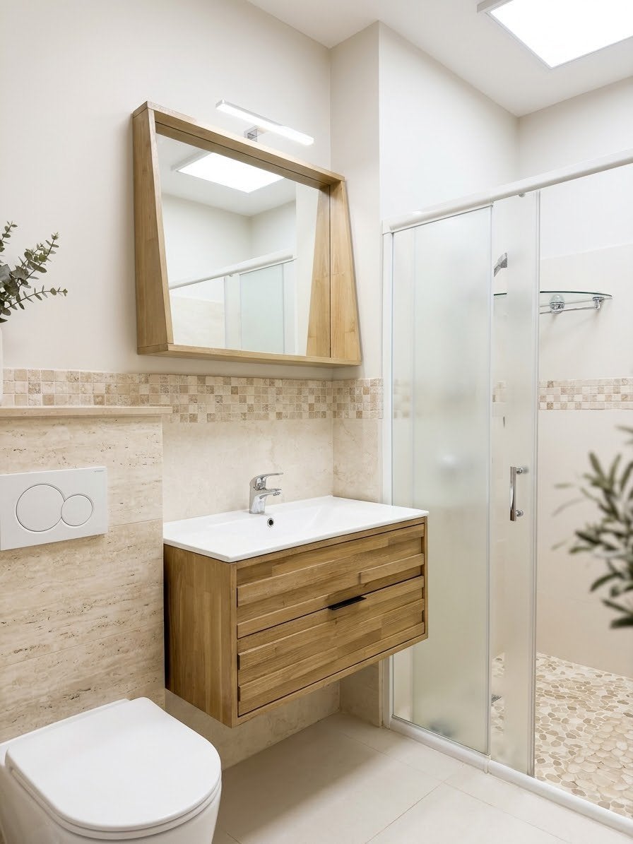 Ensemble Salle de Bain Design Moderne – Bois Naturel, Enlèvement, Utilisé