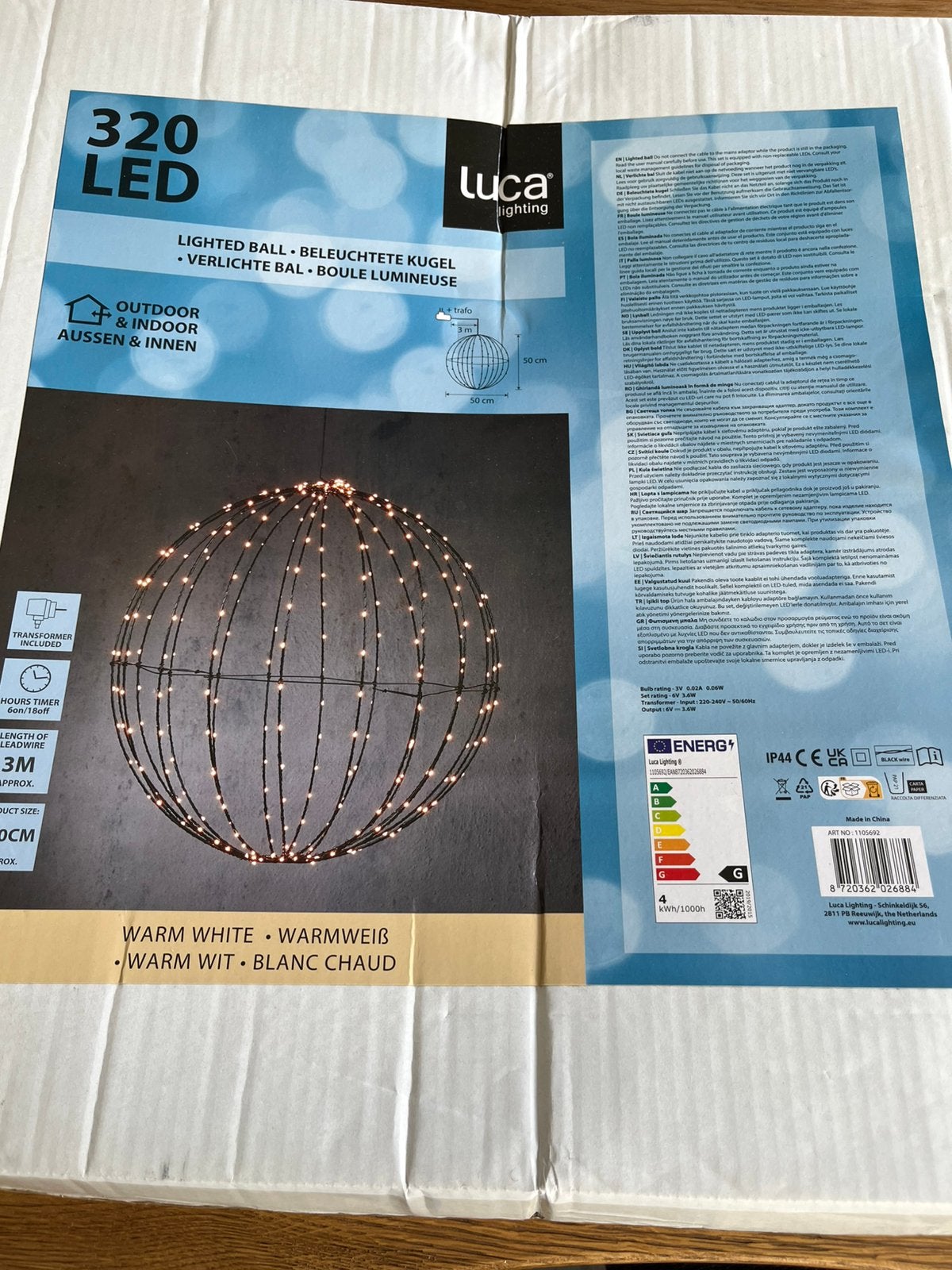 Nieuwe verlichte bal 50 cm, Ophalen of Verzenden, Nieuw