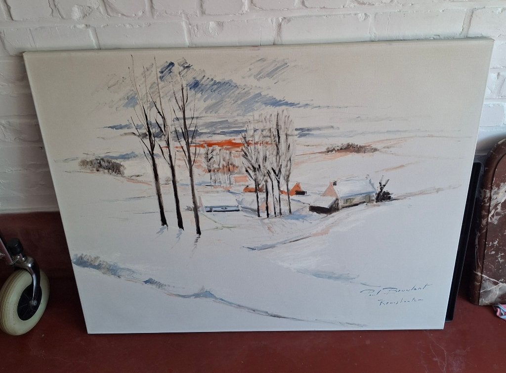 Schilderij, Antiquités & Art, Autres techniques, Paysage, Signé, Enlèvement