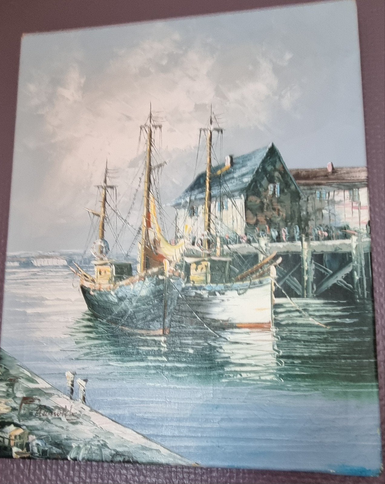 schilderij 2 schepen op het water, Antiek en Kunst, Ophalen