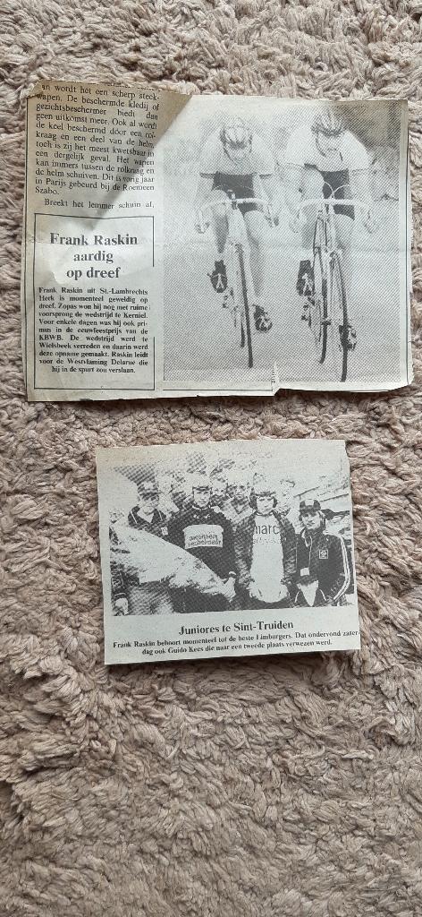 krantenknipsel - 2x wielrennen - Raskin Frank (vermoed 1982), Ophalen of Verzenden, 1980 tot heden, Overige onderwerpen, Foto