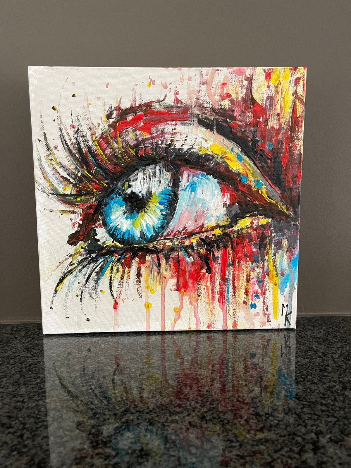 Modern origineel en kleurrijk schilderij Oog Mk Art, Antiek en Kunst, Kunst | Schilderijen | Modern, Ophalen of Verzenden