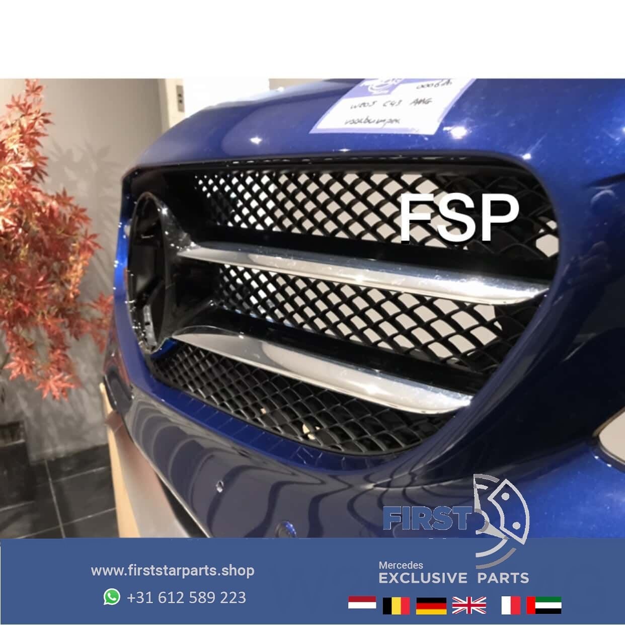 W205 C43 AMG VOORBUMPER COMPLEET Mercedes C Klasse BLAUW ORI, Utilisé, -, Avant, -