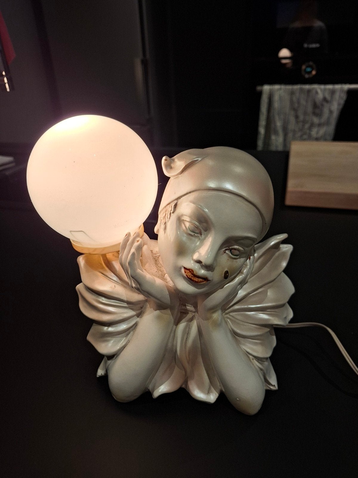 PIERROT kleine tafellamp. OOGSTJAAR. 1970., Antiek en Kunst, Curiosa en Brocante, Ophalen