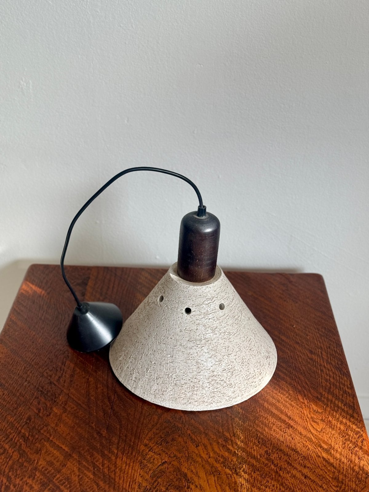 Vintage brutalist keramiek hanglamp 1970, Ophalen of Verzenden, Zo goed als nieuw, Hout, Vintage brutalist