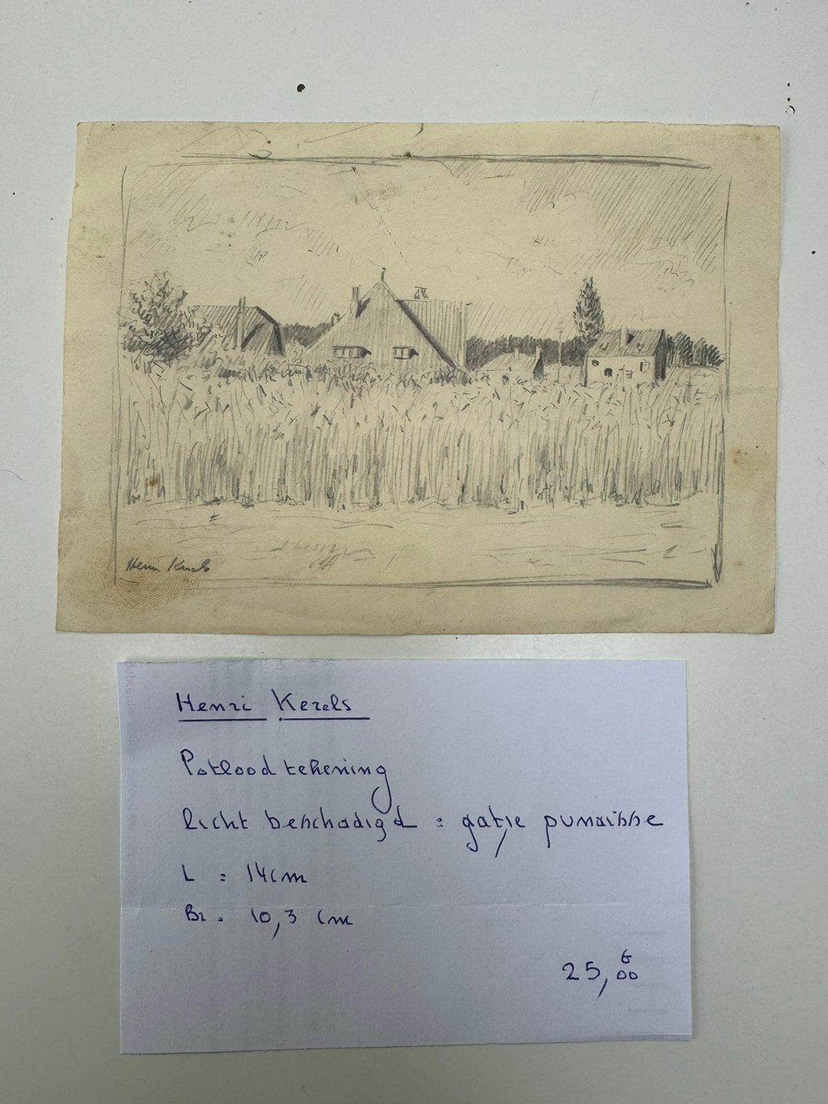 Henri Kerels - potloodtekening, Antiek en Kunst, Ophalen, Ets