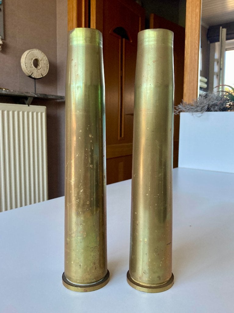 Twee lege 40mm hulzen ‘Tweede Wereldoorlog’, Collections, Objets militaires | Seconde Guerre mondiale, Enlèvement ou Envoi, Marine