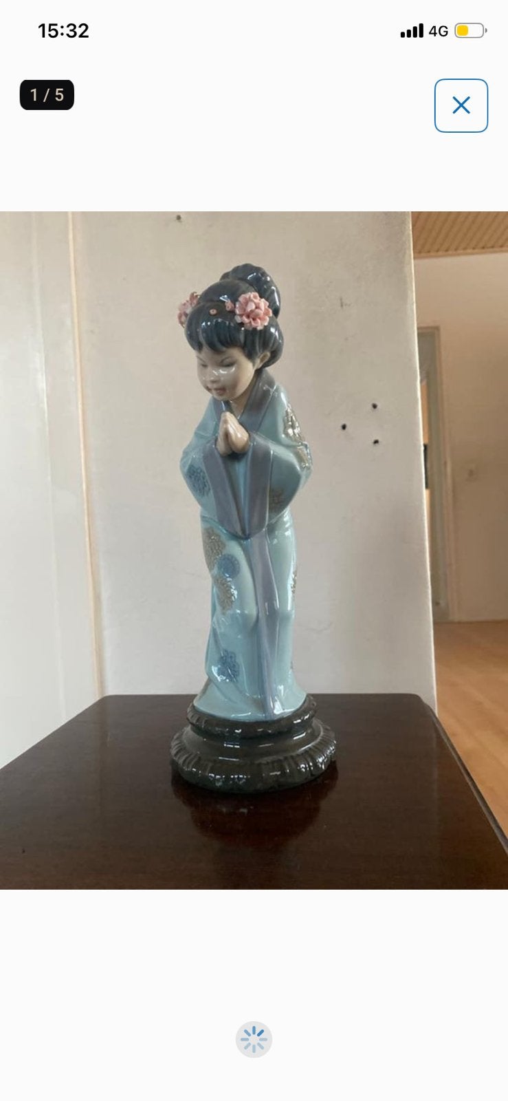Vintage lladro beeldje japanse geisha meisje porselein, Ophalen of Verzenden, Zo goed als nieuw