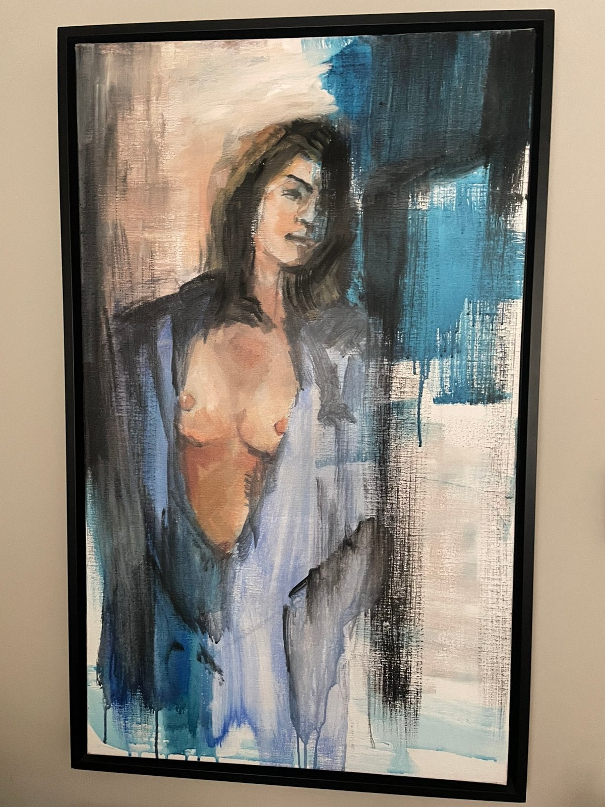Mooi groot schilderij vrouwelijk naakt, Antiek en Kunst, Kunst | Schilderijen | Modern, Ophalen