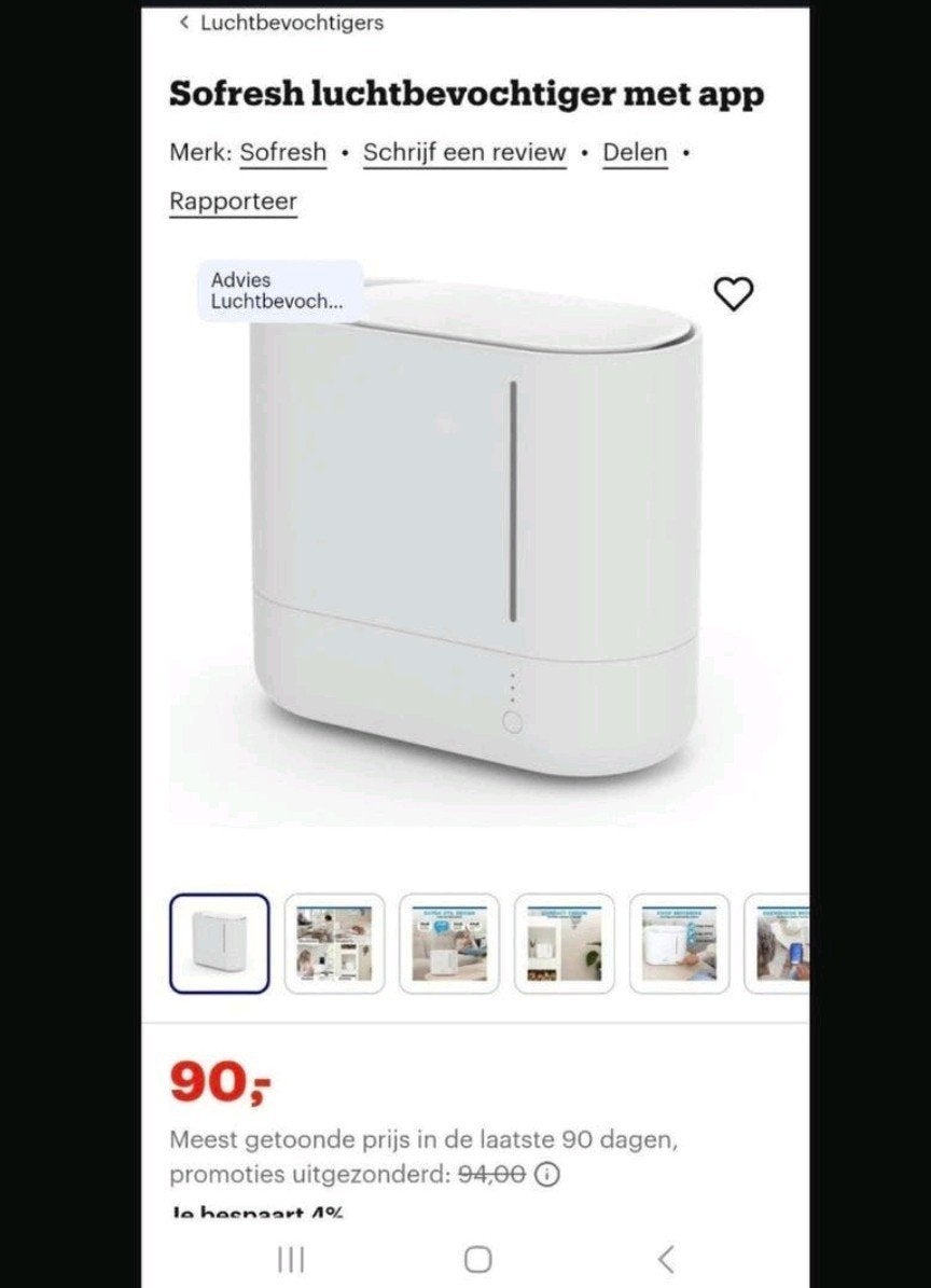smart luchtbevochtiger met wifi nieuw
sofresh luna, Ophalen of Verzenden, Luchtbevochtiger
