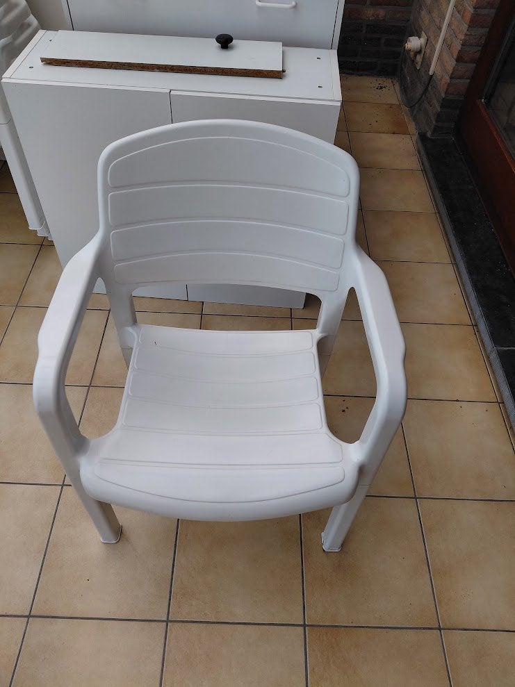 4 x terrasstoel, Tuin en Terras, Tuinstoelen, Ophalen, Gebruikt, Plastic, Stapelbaar