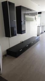 Mooie zwarte hoogglans wandkast, TV meubel, Ophalen, Gebruikt
