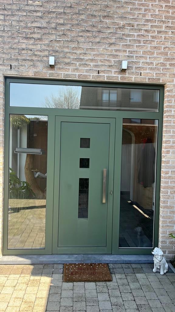 Porte d'entrée complète à vendre, couleur vert olive., Enlèvement, Comme neuf