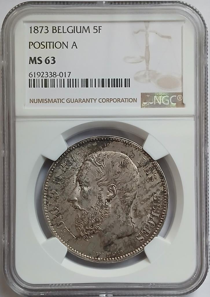 5 francs 1873 MS63, Ophalen of Verzenden