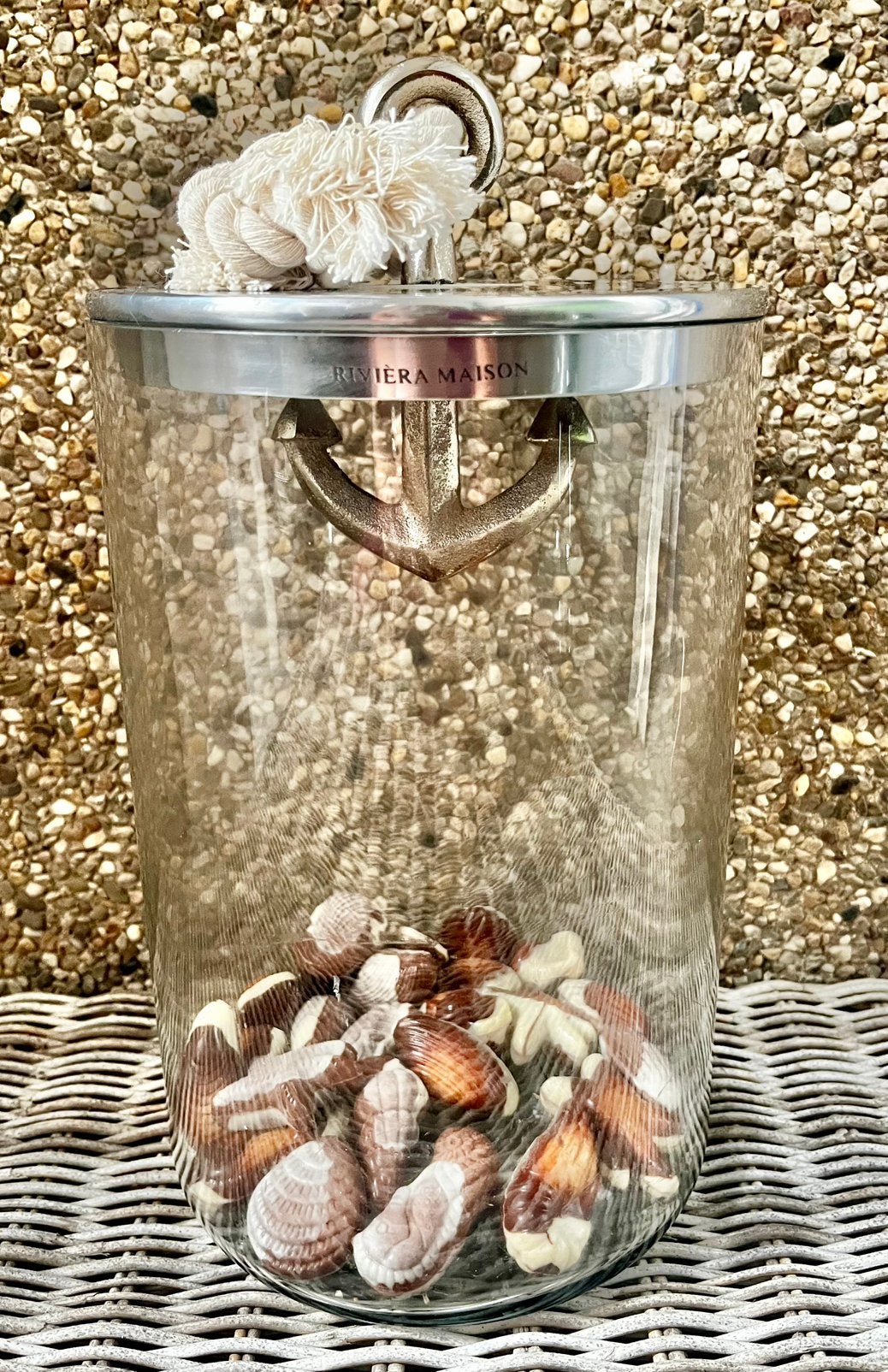 Voorraadpot anker Rivièra Maison roestvrijstaal glas, Glas, Ophalen of Verzenden, Zo goed als nieuw, Met deksel