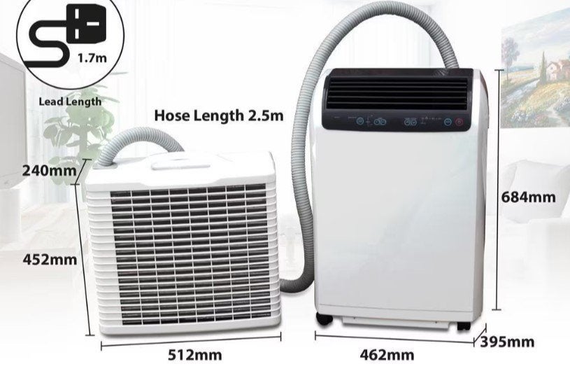 mobiele split-unit airco, Elektronische apparatuur, Airco's, Gebruikt, Mobiele airco, 60 tot 100 m³, Koelen en Ontvochtigen, Ventileren