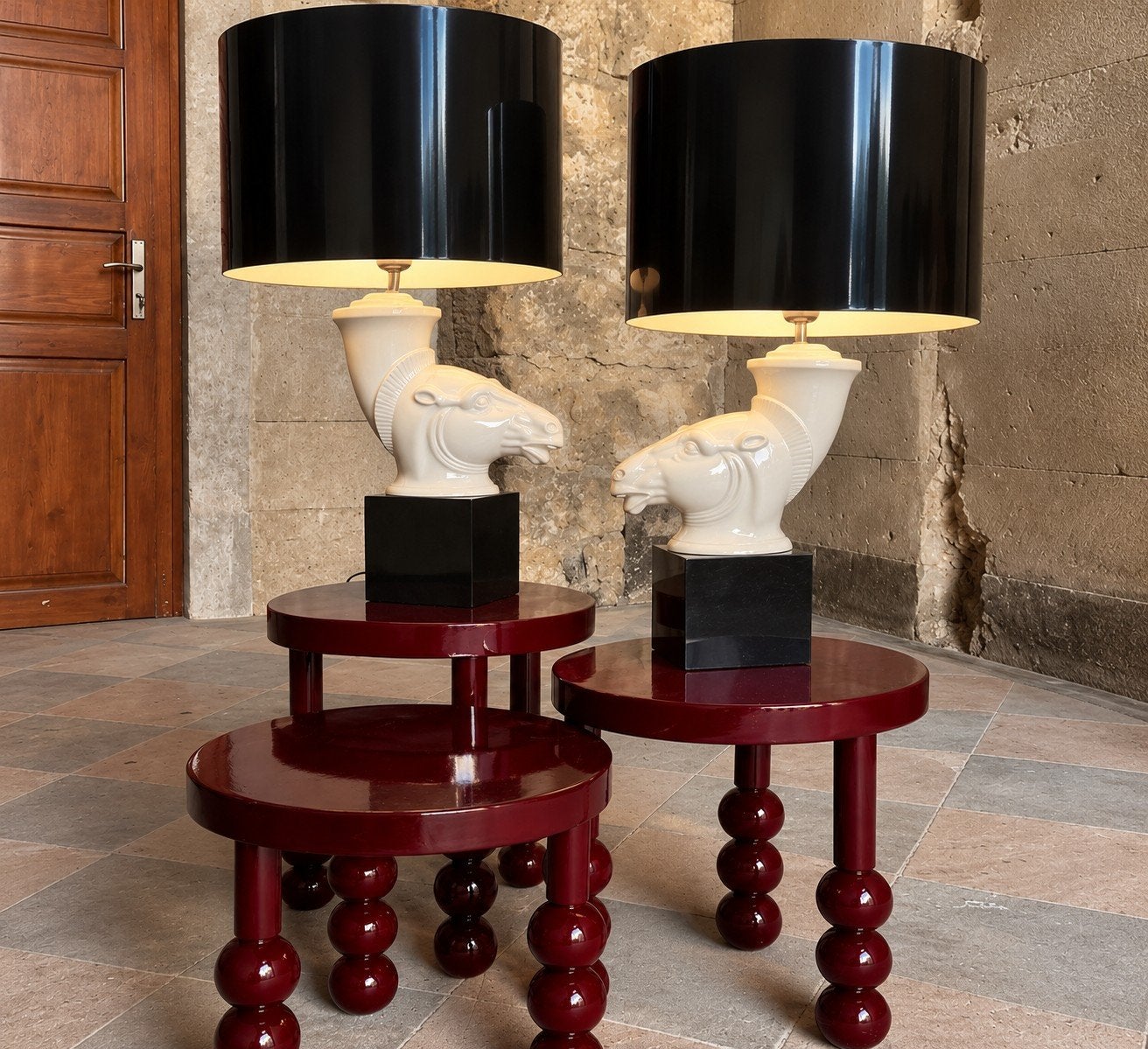 Deux belles lampes de table vintage avec une élégante tête d, Enlèvement ou Envoi