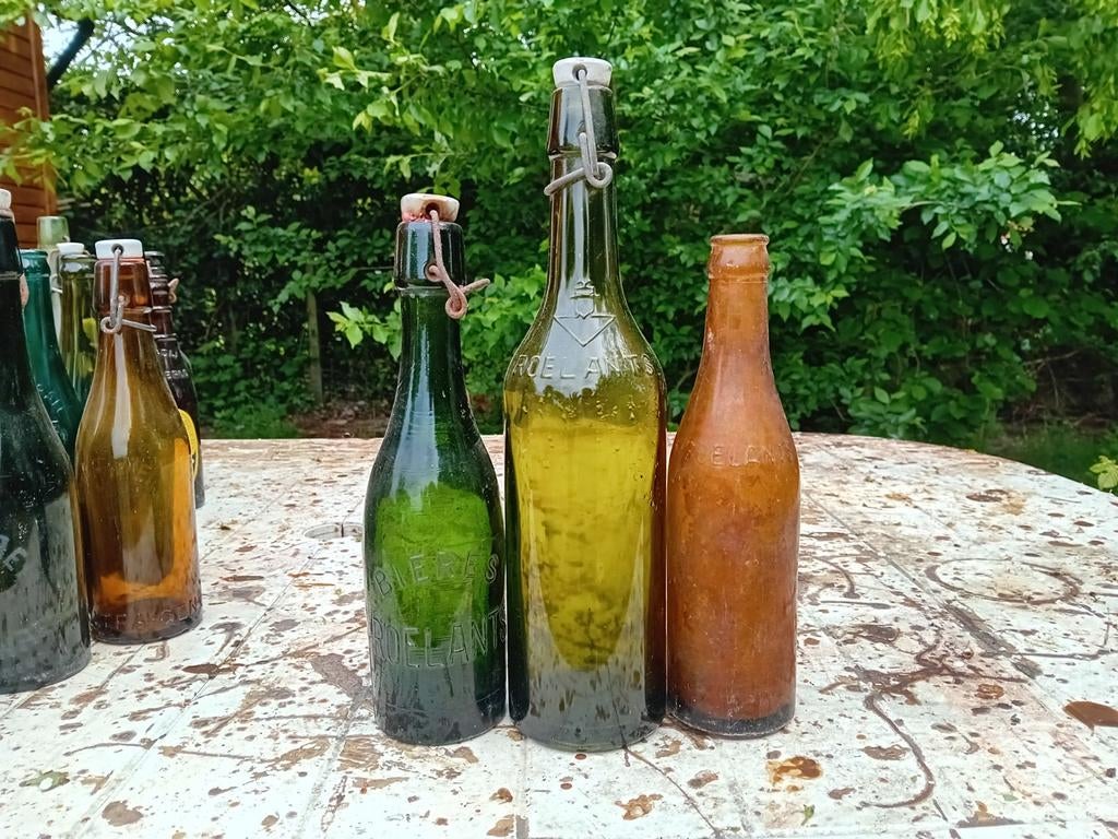 Oude vintage bierflessen brouwerij Roelants Brussel, Ophalen of Verzenden