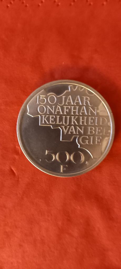Pièce argent NL 500 bf -  1830-1980, Timbres & Monnaies, Monnaies | Belgique, Argent, Argent, Enlèvement