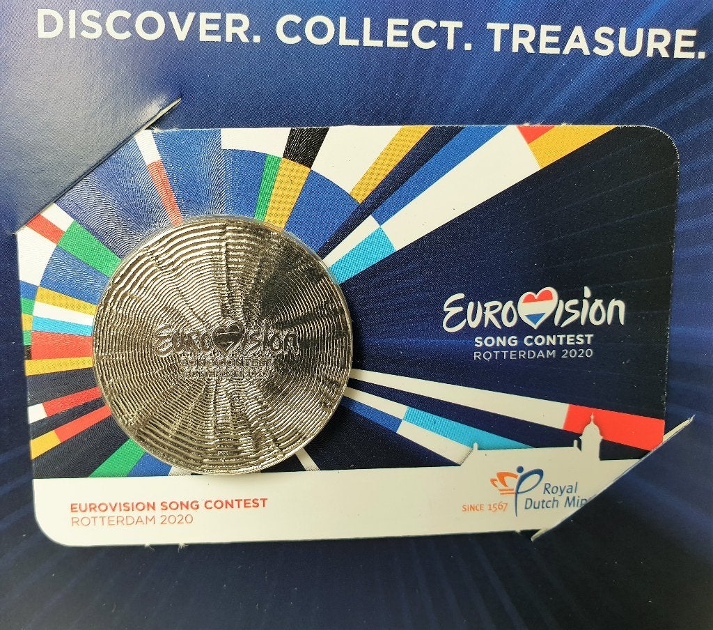 Eurosongfestival Penning in Coincard met blister, Postzegels en Munten, Verzenden, Losse munt