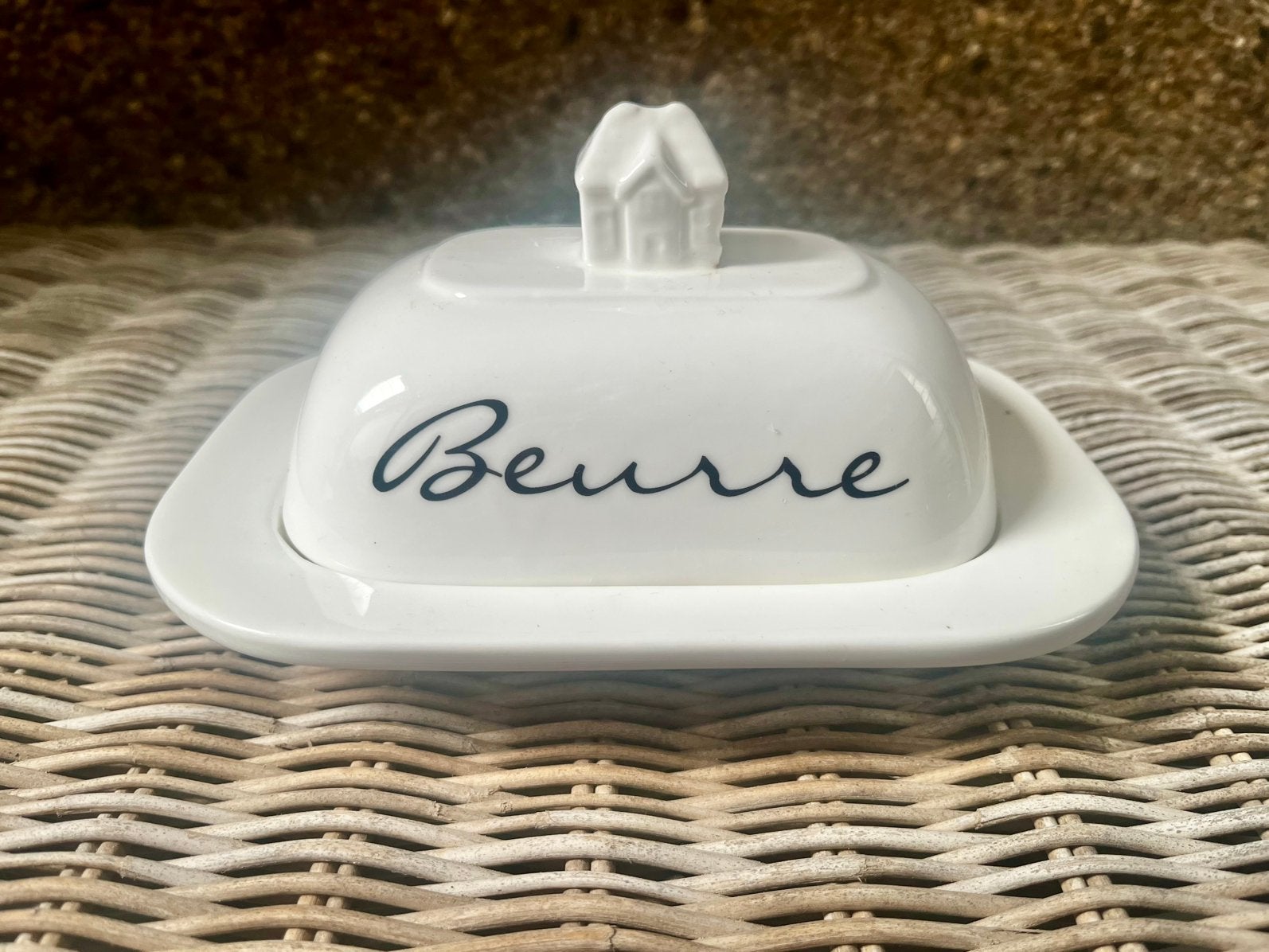 Botervloot Beurre Rivièra Maison wit zwart, Huis en Inrichting, Keuken | Servies, Ophalen of Verzenden, Zo goed als nieuw, Porselein