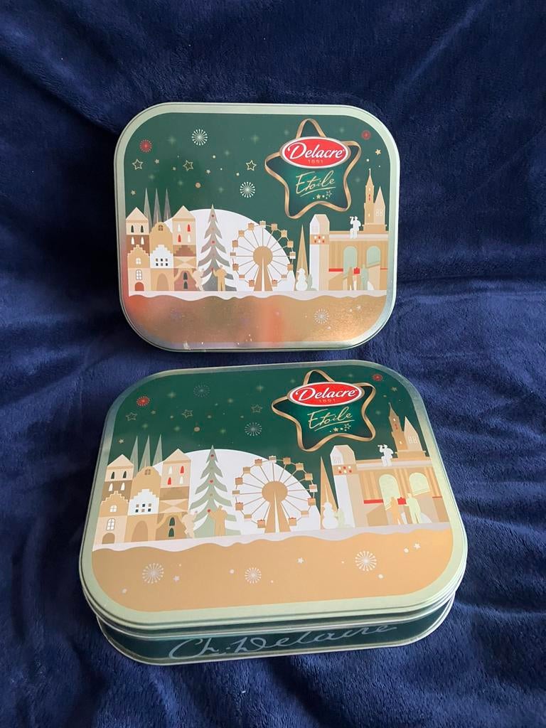 Boîte en métal/Biscuits/Delacre/2 pièces, Enlèvement ou Envoi, Neuf, Biscuits, Autres marques