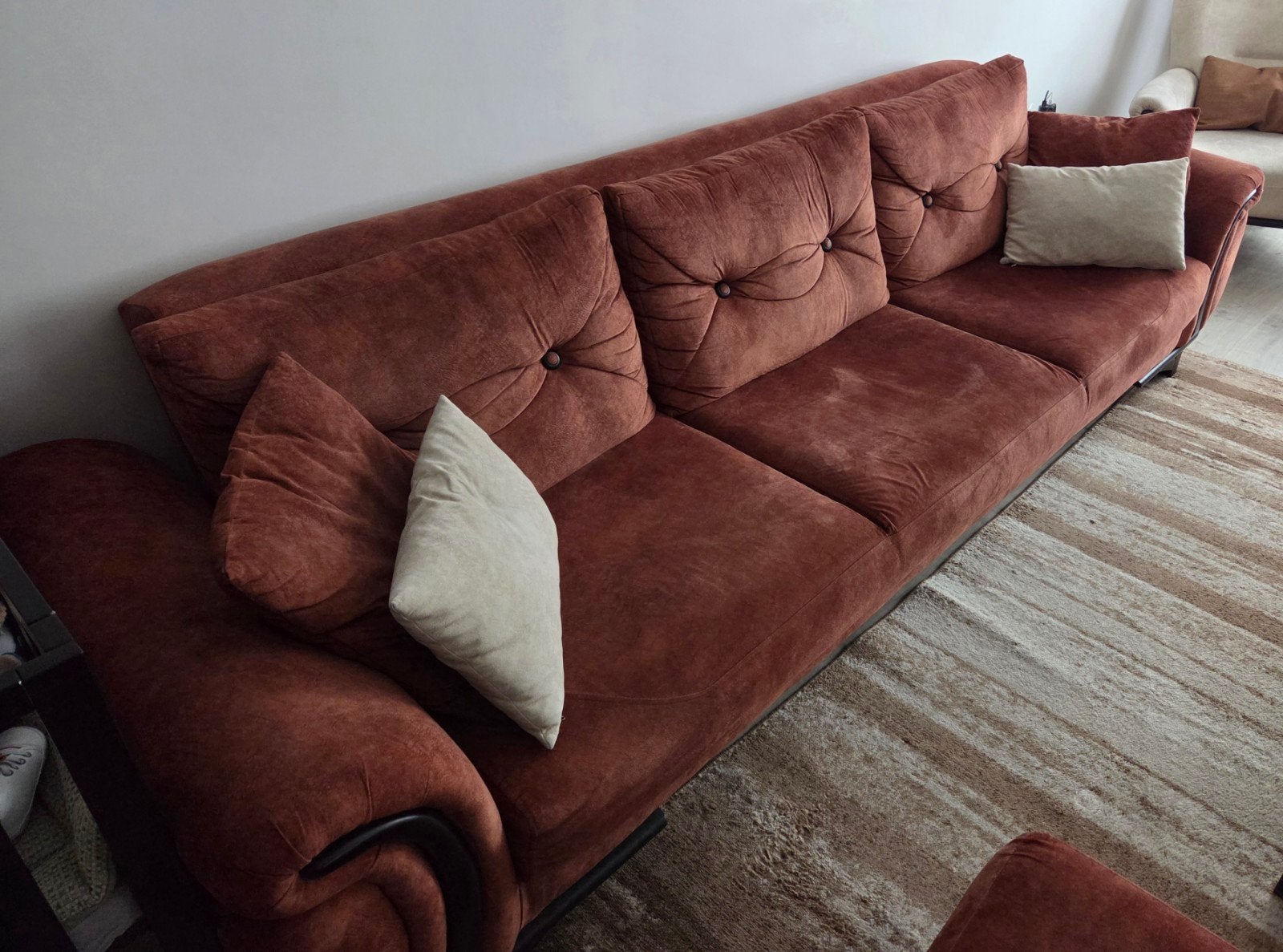 Chaise avec pouf et 2 fauteuils, Enlèvement, Utilisé, Tissus
