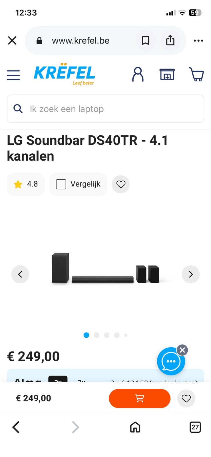 Lg Home Cinema Soundbar 4.1 ch. 400watt NIEUW!!!, Enlèvement, Neuf