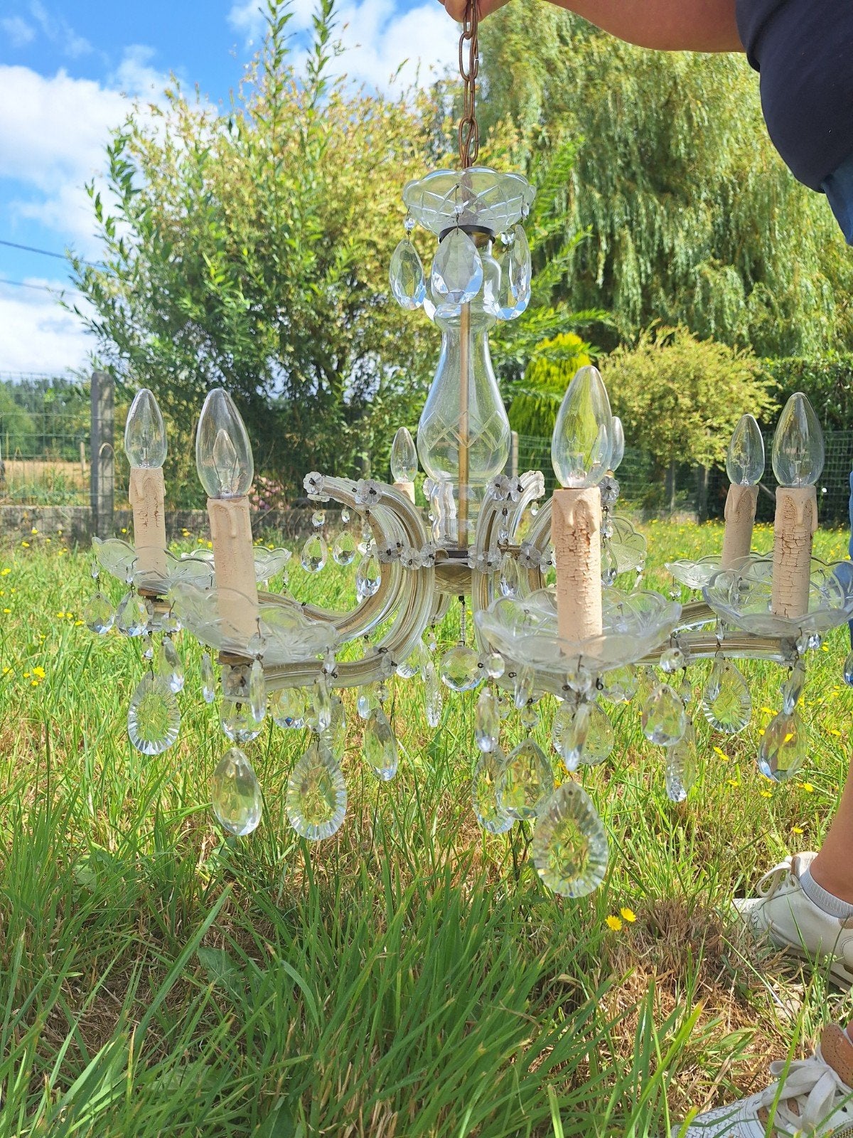 Kristallen kroonluchter - goede staat, Huis en Inrichting, Lampen | Kroonluchters, Ophalen