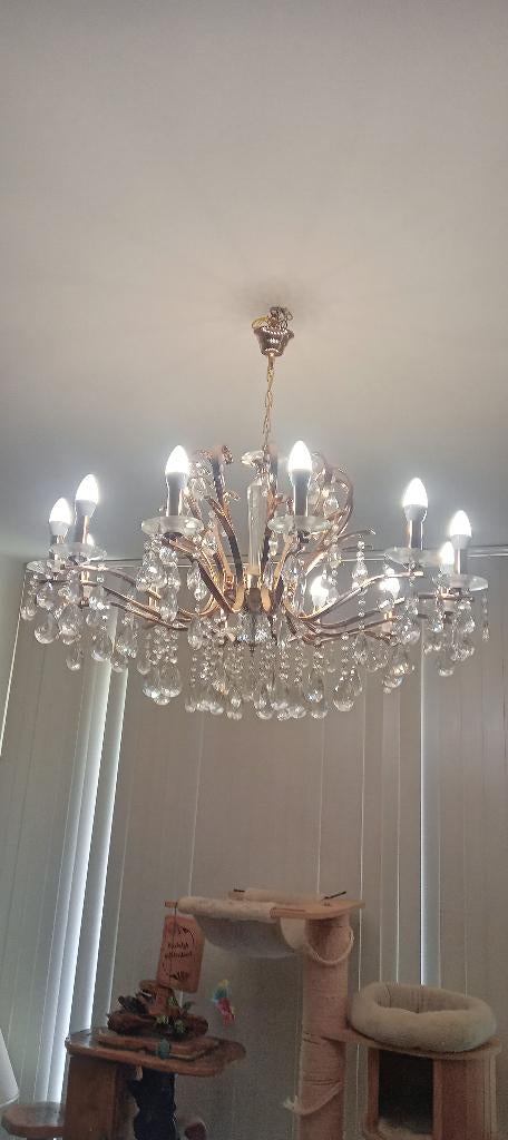 prachtige vergulde luster in christal, Huis en Inrichting, Ophalen, Nieuw, Glas, Klassiek