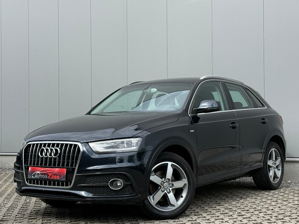 Audi Q3 2.0TDi S line BTW/VAT/TVA Xenon Cruise Navi DigAirco, Auto's, Euro 5, Zwart, 4 cilinders, Blauw