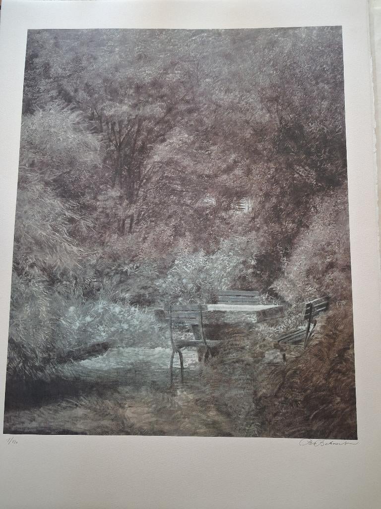 Piet Bekaert - zeefdruk 1/130 - rustplaats in het bos, Ophalen
