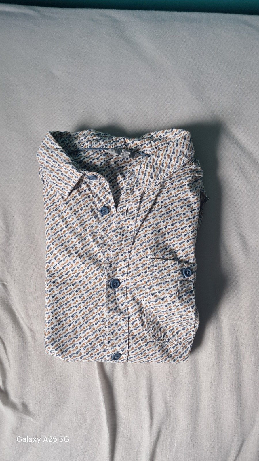 Casual wit overhemd met grafische/abstracte print - 158/164, Blauw, Halswijdte 38 (S) of kleiner, Nieuw, Ophalen of Verzenden