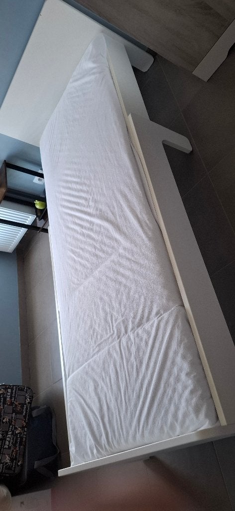 Kinderbed,wit, Kinderen en Baby's, Ophalen, 140 tot 160 cm, Lattenbodem, 100 cm of meer