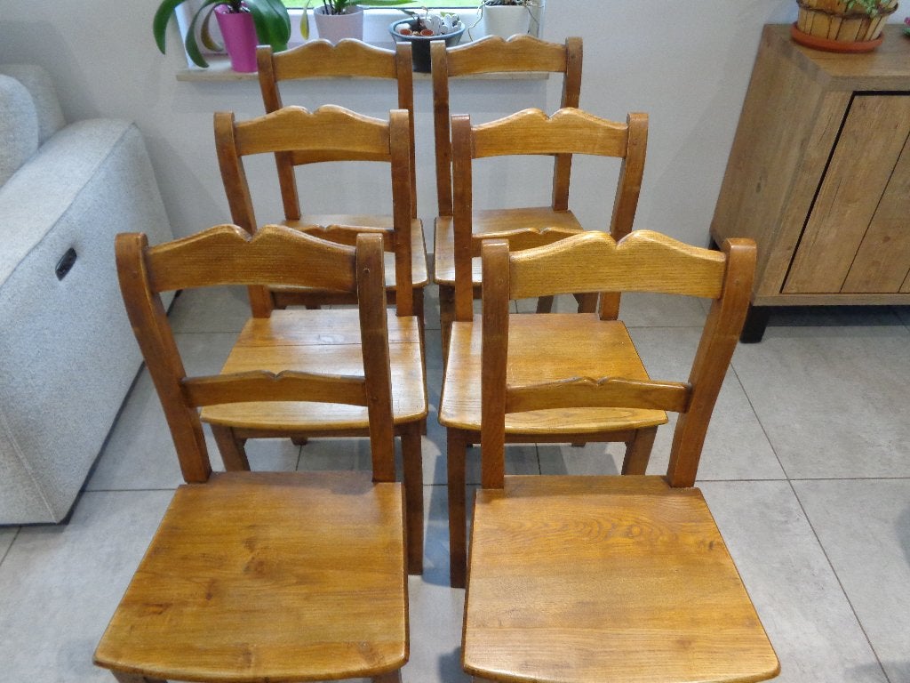 6 Chaises de Herve ou de ferme en hêtre, Autres couleurs, Enlèvement, Bois, De Herve ou de ferme