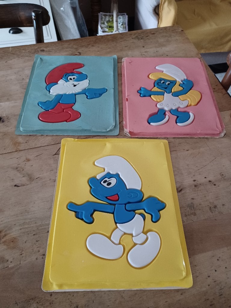3 illco kunststof puzzels de Smurfen, Ophalen of Verzenden, Grote Smurf