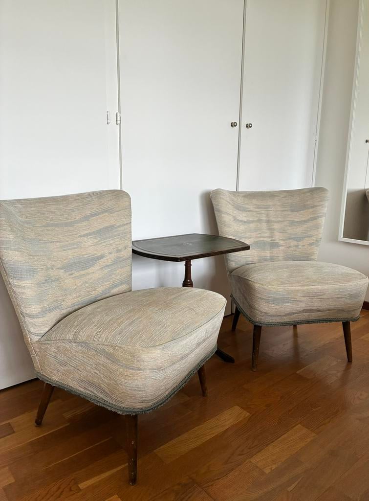 2 vintage coctail zetels met bijzetafeltje, Enlèvement, Comme neuf