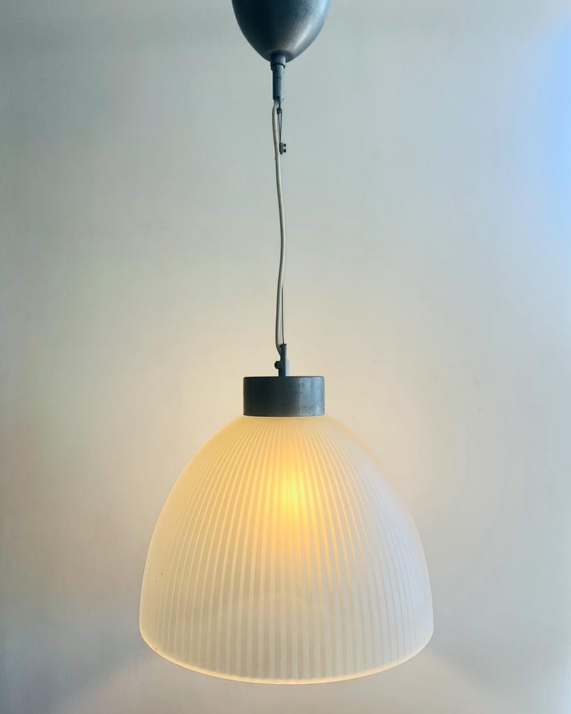 Zware glazen Kalcium hanglamp, Ophalen of Verzenden, Gebruikt