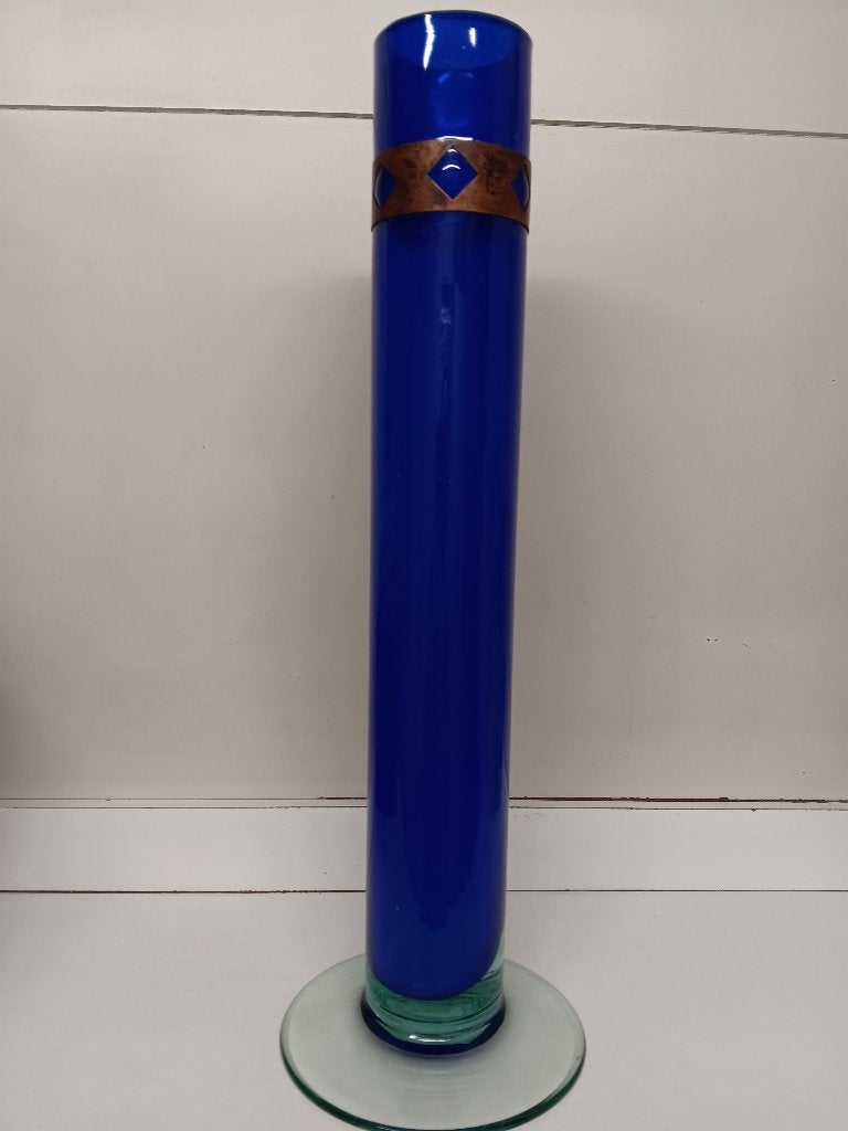 Hoge vaas blauw 40 cm in goede staat, Enlèvement