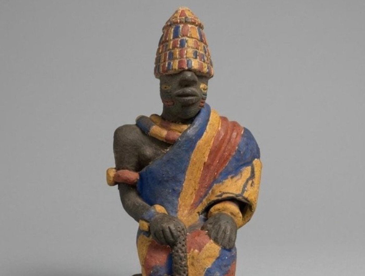 Beeld van chefkok - Abomey - Benin, Afrika, Geschilderd, 26 cm, Meerkleurig