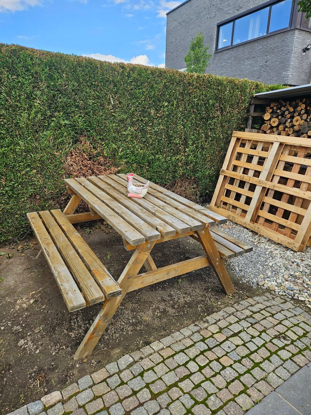 Tuintafel, Tuin en Terras, Ophalen, Gebruikt, Rechthoekig, Hout