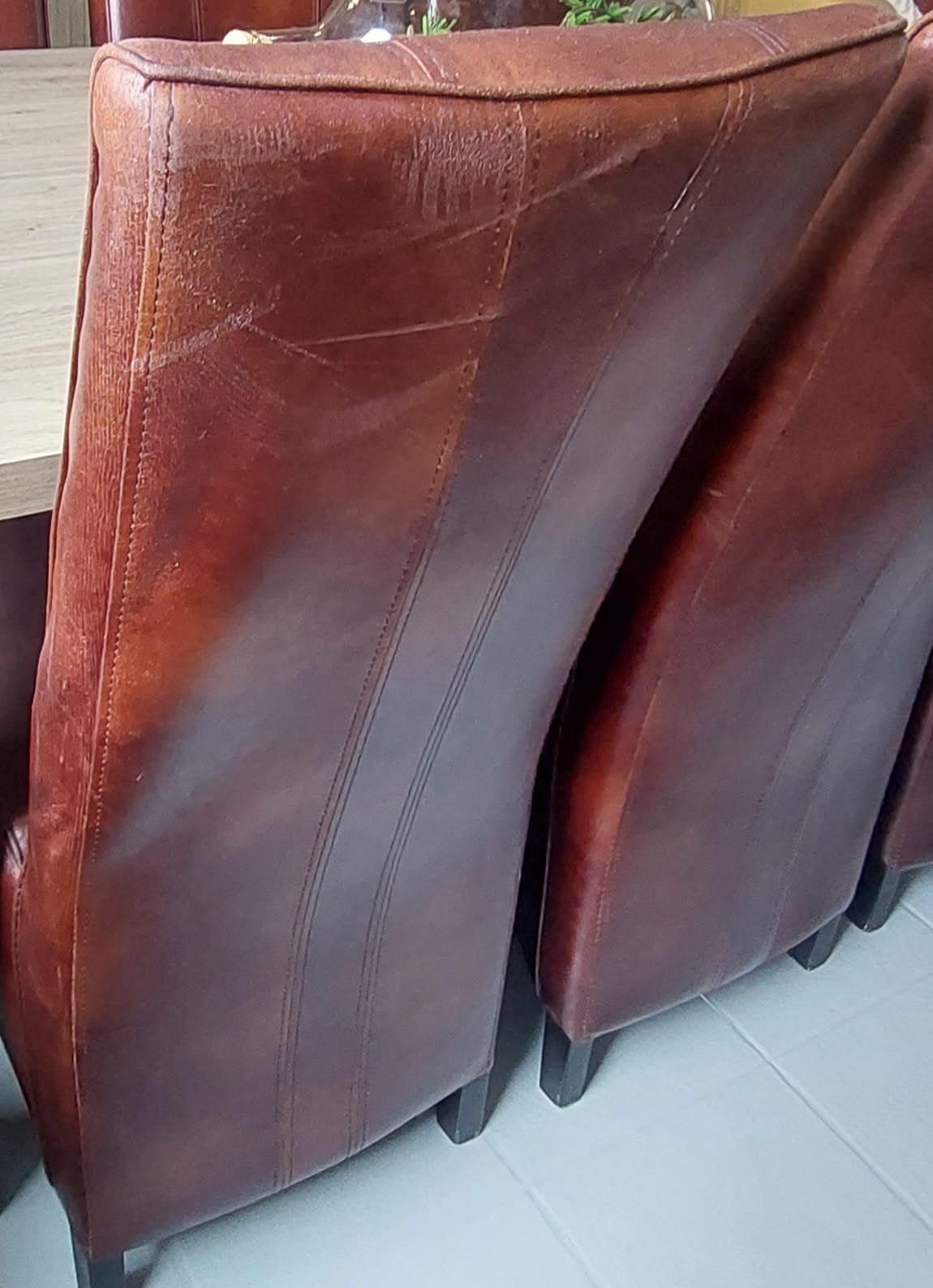 Chaisses de salle à manger en cuire, Maison & Meubles, Brun, Enlèvement, Cuir, Cinq, Six Chaises ou plus