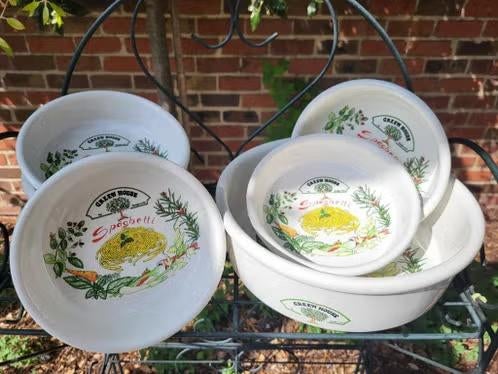 Prachtige Vintage Spaghettiset "Green House" – 7-delig, Ophalen