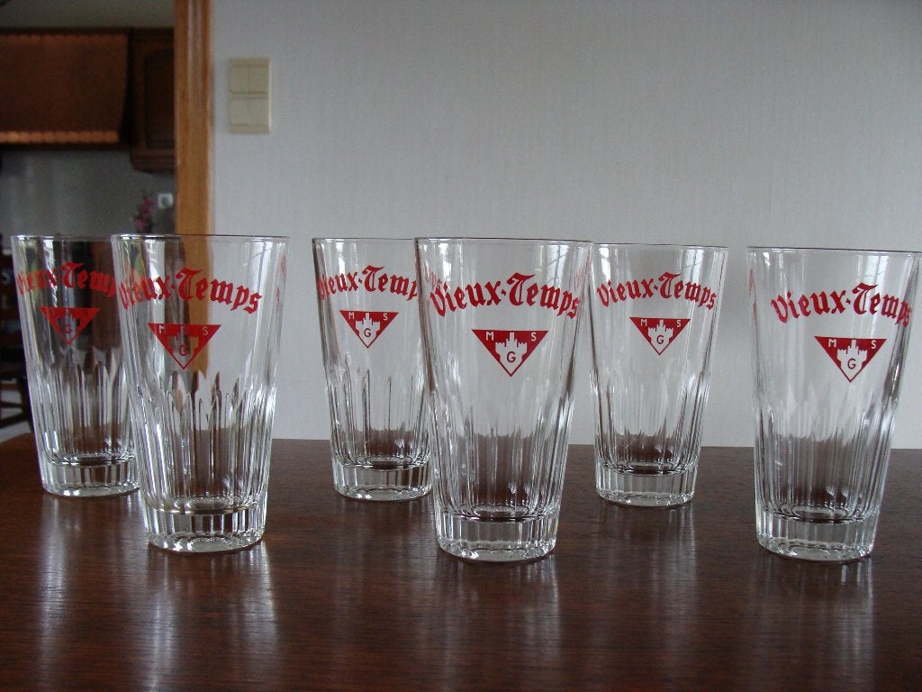 lot 6 verres à bière Vieux- temps, 33 cl, vintage, neuf, Enlèvement, Neuf, Verre à bière